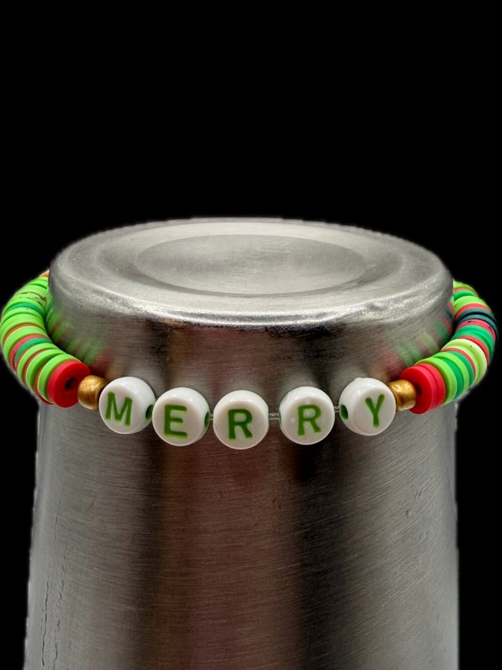 Custom Customized Name Festive Stacker Bracelet - Clay Heishi Beads